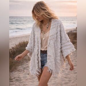 Handmade Blanket Jacket Light Blue With Tassels